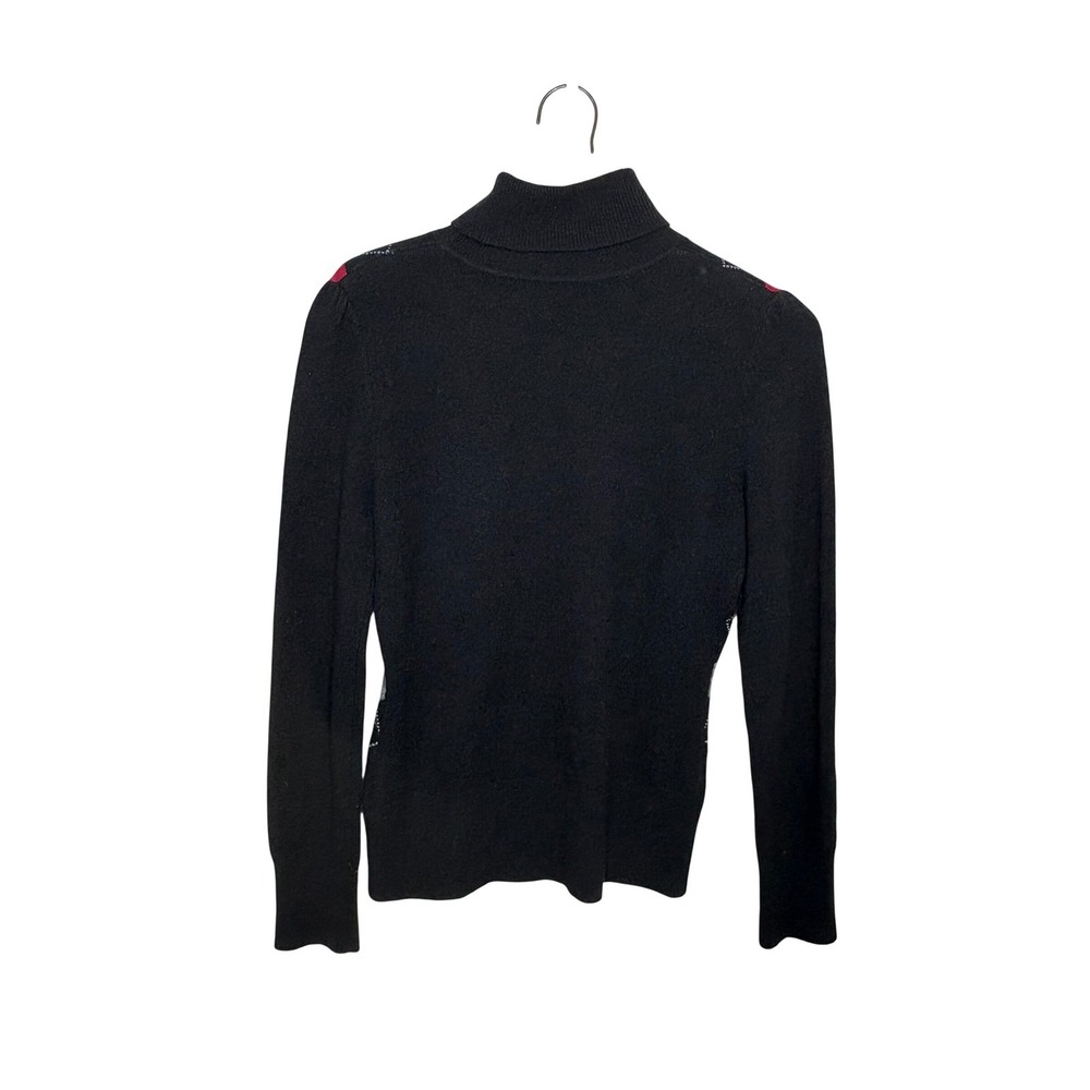 Apt 9 100% Cashmere Argyle Turtleneck Sweater Women's Size M Black Red Gray - Picture 6 of 6